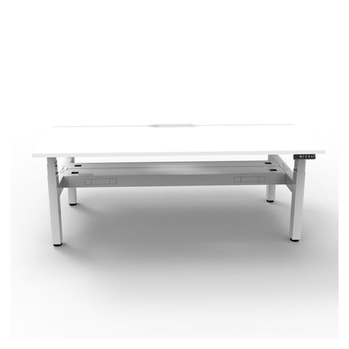 Rapid Boost Plus Height Adjustable Desk with Cable Tray Back To Back 1800mm White Frame Natural White Top