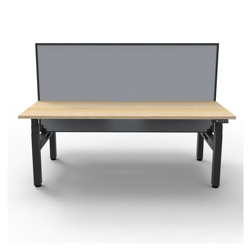 Rapid Boost Plus Height Adjustable Desk with Screen Back To Back 1200mm Black Frame Natural Oak Top