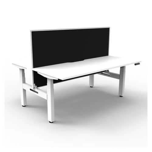 Rapid Boost Plus Height Adjustable Desk with Screen Back To Back 1200mm White Frame Natural White Top