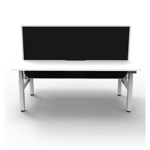 Rapid Boost Plus Height Adjustable Desk with Screen Back To Back 1200mm White Frame Natural White Top