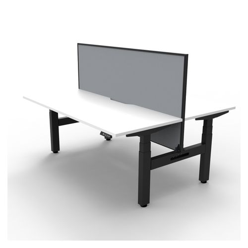Rapid Boost Plus Height Adjustable Desk with Screen Back To Back 1500mm Black Frame Natural White Top