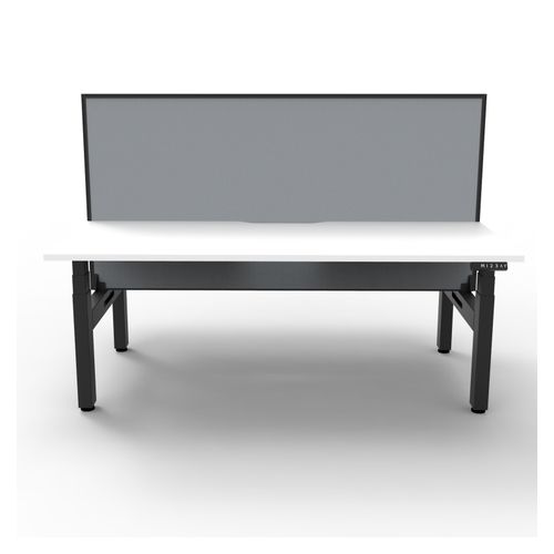 Rapid Boost Plus Height Adjustable Desk with Screen Back To Back 1500mm Black Frame Natural White Top