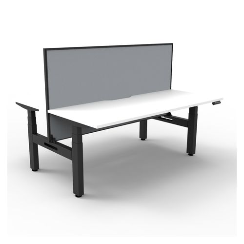 Rapid Boost Plus Height Adjustable Desk with Screen Back To Back 1800mm Black Frame Natural White Top