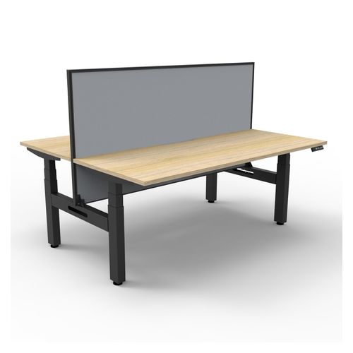 Rapid Boost Plus Height Adjustable Desk with Screen Back To Back 1800mm Black Frame Natural Oak Top