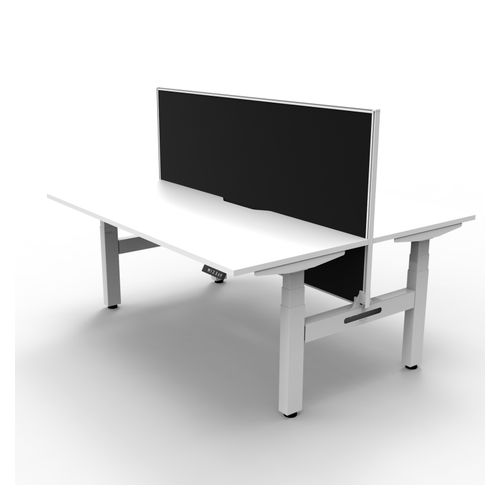 Rapid Boost Plus Height Adjustable Desk with Screen Back To Back 1800mm White Frame Natural White Top