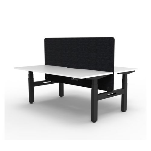Rapid Boost Plus Height Adjustable Desk with Black Eco Screen Back To Back 1200mm Black Frame Natural White Top
