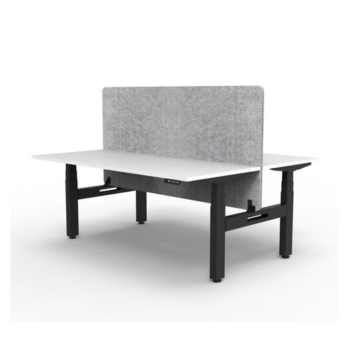 Rapid Boost Plus Height Adjustable Desk with Grey Eco Screen Back To Back 1200mm Black Frame Natural White Top