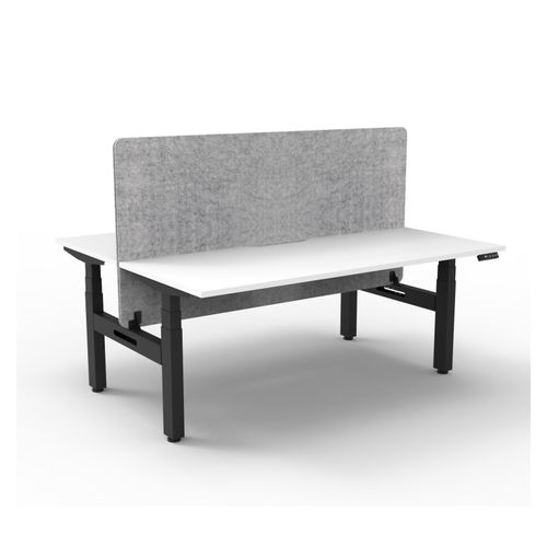Rapid Boost Plus Height Adjustable Desk with Grey Eco Screen Back To Back 1200mm Black Frame Natural White Top