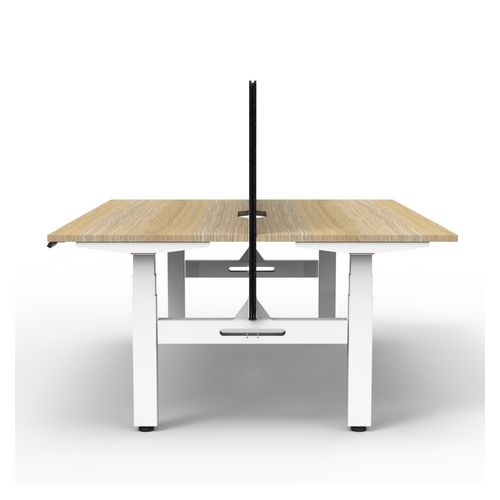 Rapid Boost Plus Height Adjustable Desk with Black Eco Screen Back To Back 1200mm White Frame Natural Oak Top