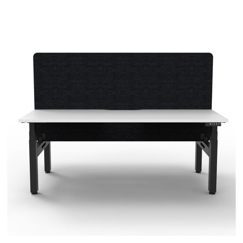 Rapid Boost Plus Height Adjustable Desk with Black Eco Screen Back To Back 1500mm Black Frame Natural White Top