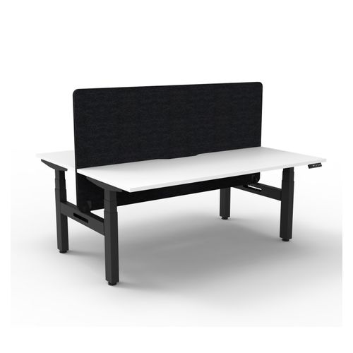Rapid Boost Plus Height Adjustable Desk with Black Eco Screen Back To Back 1500mm Black Frame Natural White Top