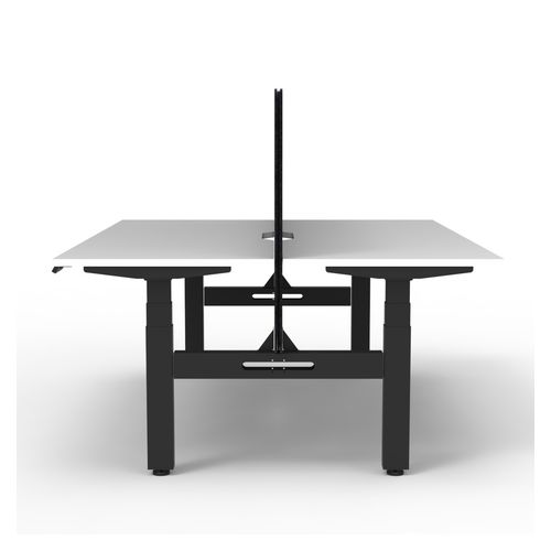 Rapid Boost Plus Height Adjustable Desk with Black Eco Screen Back To Back 1500mm Black Frame Natural White Top