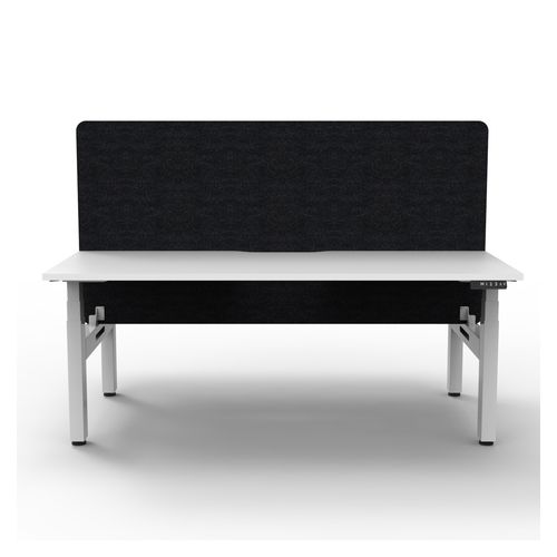 Rapid Boost Plus Height Adjustable Desk with Black Eco Screen Back To Back 1500mm White Frame Natural White Top