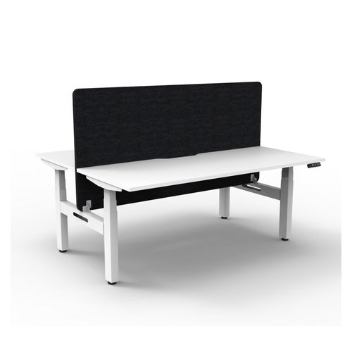 Rapid Boost Plus Height Adjustable Desk with Black Eco Screen Back To Back 1500mm White Frame Natural White Top