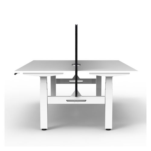 Rapid Boost Plus Height Adjustable Desk with Black Eco Screen Back To Back 1500mm White Frame Natural White Top