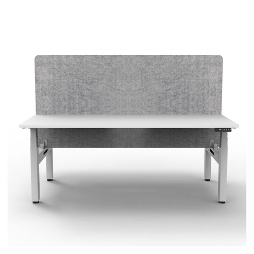 Rapid Boost Plus Height Adjustable Desk with Grey Eco Screen Back To Back 1500mm White Frame Natural White Top