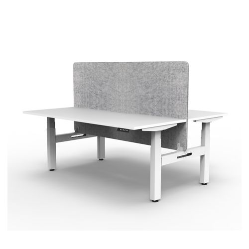 Rapid Boost Plus Height Adjustable Desk with Grey Eco Screen Back To Back 1500mm White Frame Natural White Top