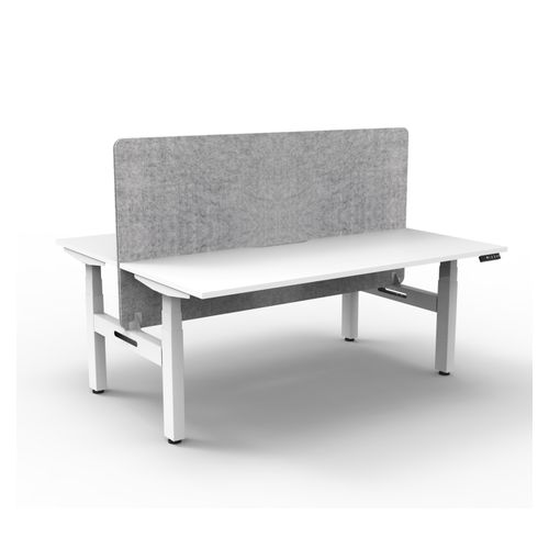 Rapid Boost Plus Height Adjustable Desk with Grey Eco Screen Back To Back 1500mm White Frame Natural White Top