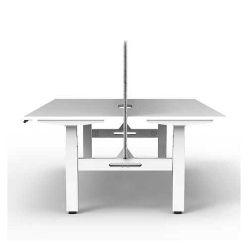 Rapid Boost Plus Height Adjustable Desk with Grey Eco Screen Back To Back 1500mm White Frame Natural White Top