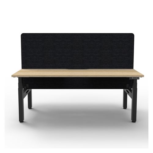 Rapid Boost Plus Height Adjustable Desk with Black Eco Screen Back To Back 1800mm Black Frame Natural Oak Top