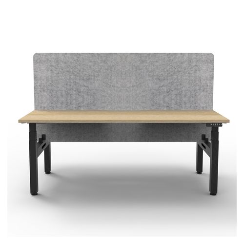 Rapid Boost Plus Height Adjustable Desk with Grey Eco Screen Back To Back 1800mm Black Frame Natural Oak Top