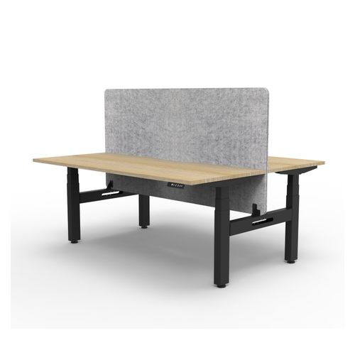 Rapid Boost Plus Height Adjustable Desk with Grey Eco Screen Back To Back 1800mm Black Frame Natural Oak Top