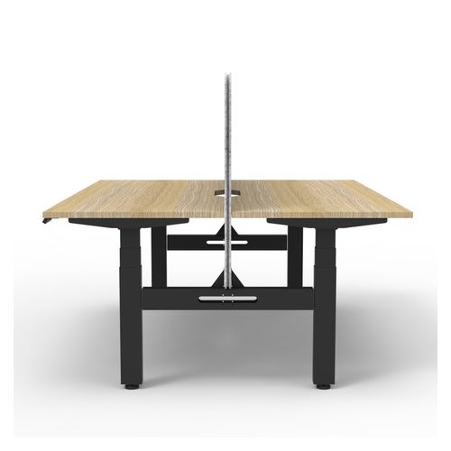 Rapid Boost Plus Height Adjustable Desk with Grey Eco Screen Back To Back 1800mm Black Frame Natural Oak Top