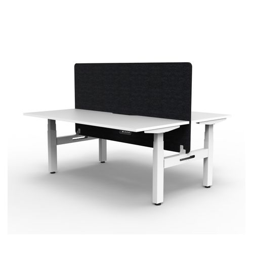 Rapid Boost Plus Height Adjustable Desk with Black Eco Screen Back To Back 1800mm White Frame Natural White Top