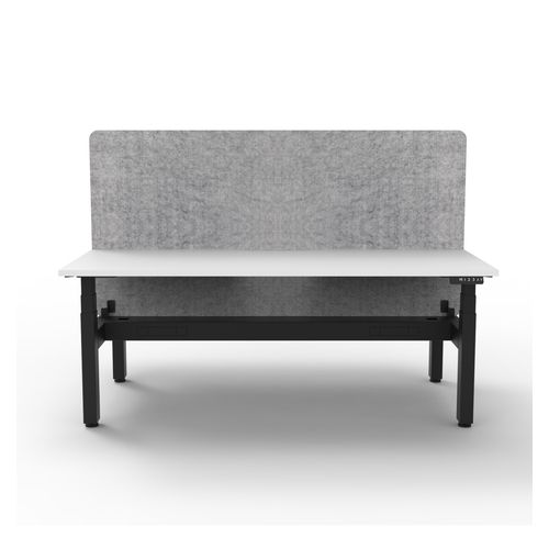 Rapid Boost Plus Height Adjustable Desk with Grey Eco Screen & Cable Tray Back To Back 1500mm Black Frame Natural White Top