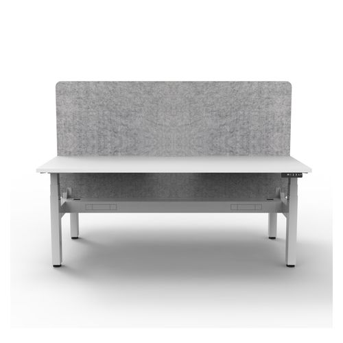 Rapid Boost Plus Height Adjustable Desk with Grey Eco Screen & Cable Tray Back To Back 1500mm White Frame Natural White Top