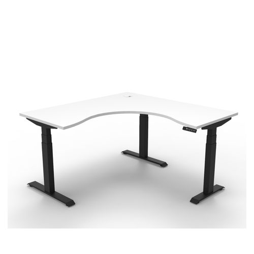 Rapid Boost Plus Height Adjustable Workstation 1500x1500mm Black Frame Natural White Top