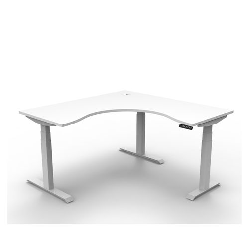 Rapid Boost Plus Height Adjustable Workstation 1500x1500mm White Frame Natural White Top