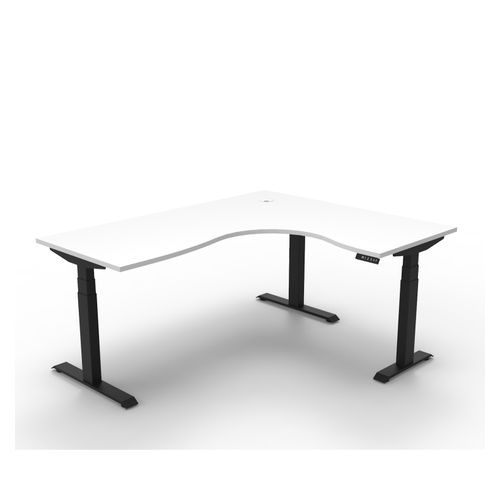 Rapid Boost Plus Height Adjustable Workstation 1800x1500mm Black Frame Natural White Top