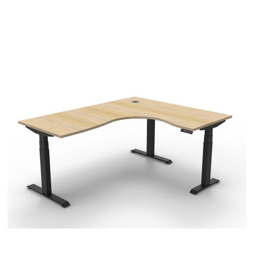 Rapid Boost Plus Height Adjustable Workstation 1800x1500mm Black Frame Natural Oak Top