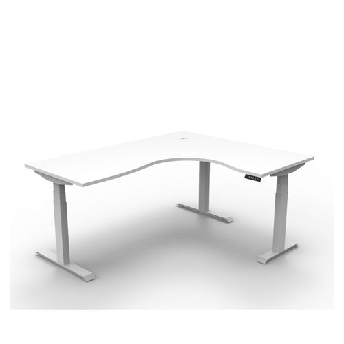 Rapid Boost Plus Height Adjustable Workstation 1800x1500mm White Frame Natural White Top
