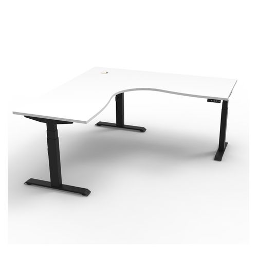 Rapid Boost Plus Height Adjustable Workstation 1800x1800mm Black Frame Natural White Top
