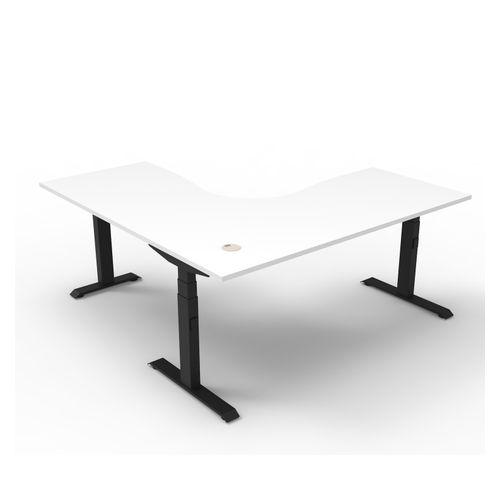 Rapid Boost Plus Height Adjustable Workstation 1800x1800mm Black Frame Natural White Top