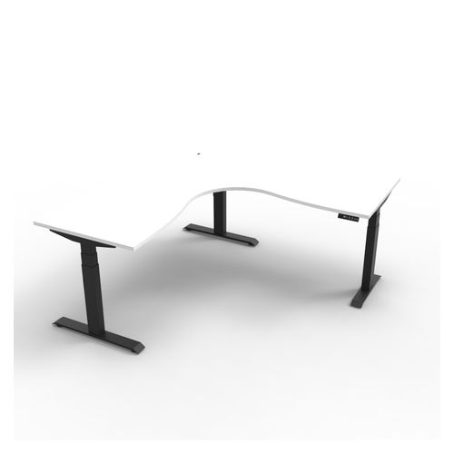 Rapid Boost Plus Height Adjustable Workstation 1800x1800mm Black Frame Natural White Top