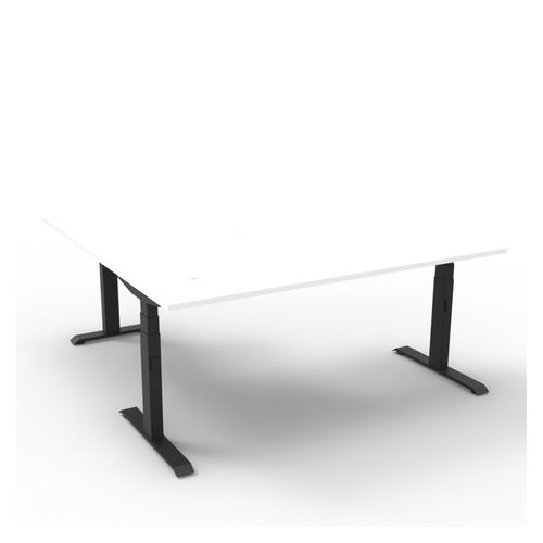 Rapid Boost Plus Height Adjustable Workstation 1800x1800mm Black Frame Natural White Top