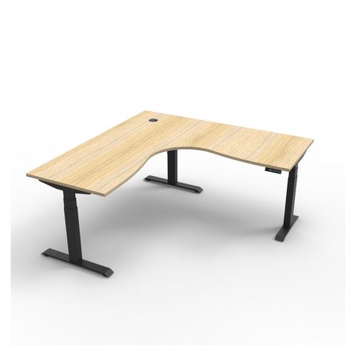Rapid Boost Plus Height Adjustable Workstation 1800x1800mm Black Frame Natural Oak Top