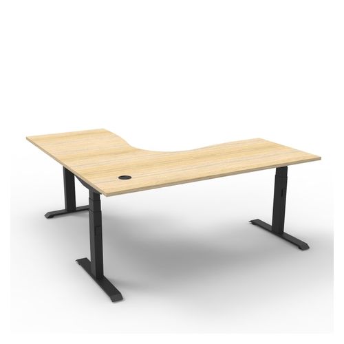 Rapid Boost Plus Height Adjustable Workstation 1800x1800mm Black Frame Natural Oak Top