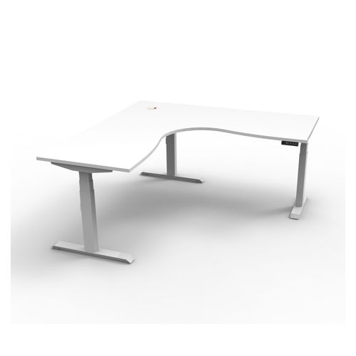 Rapid Boost Plus Height Adjustable Workstation 1800x1800mm White Frame Natural White Top