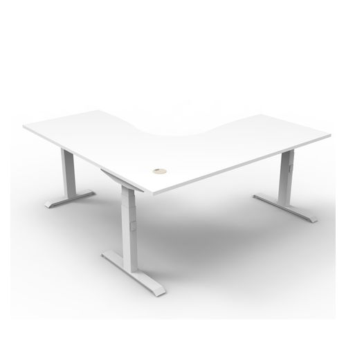 Rapid Boost Plus Height Adjustable Workstation 1800x1800mm White Frame Natural White Top