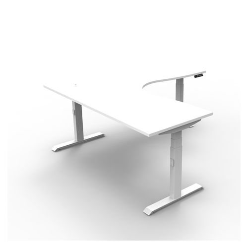Rapid Boost Plus Height Adjustable Workstation 1800x1800mm White Frame Natural White Top