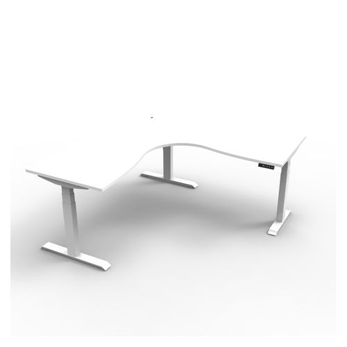 Rapid Boost Plus Height Adjustable Workstation 1800x1800mm White Frame Natural White Top