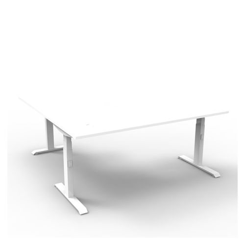 Rapid Boost Plus Height Adjustable Workstation 1800x1800mm White Frame Natural White Top