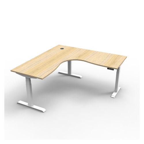 Rapid Boost Plus Height Adjustable Workstation 1800x1800mm White Frame Natural Oak Top