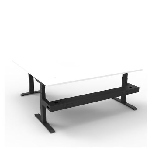 Rapid Boost Plus Height Adjustable Workstation with Cable Tray 1800x1800mm Black Frame Natural White Top