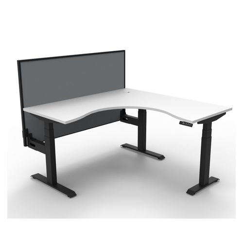 Rapid Boost Plus Height Adjustable Workstation with Screen 1500x1500mm Black Frame Natural White Top