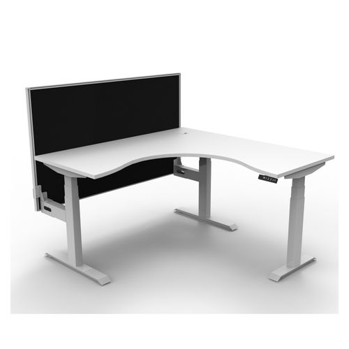 Rapid Boost Plus Height Adjustable Workstation with Screen 1500x1500mm White Frame Natural White Top